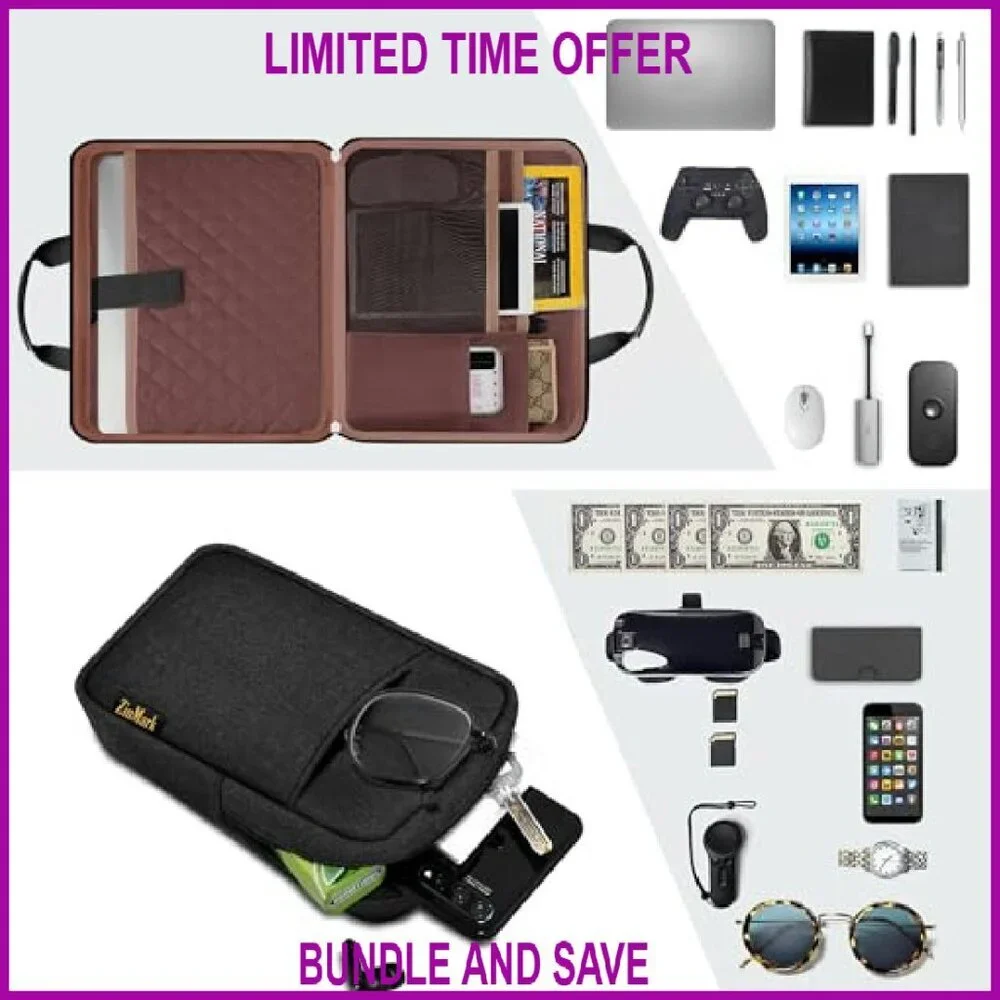 Military-Grade Laptop Briefcase 15.6 Inch Detachable Belt Bag Slim Protection
